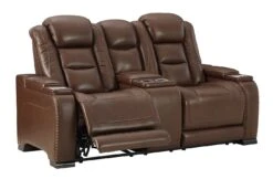 The Man-Den Mahogany Power Reclining Living Room Set W/ Adjustable Headrests -Signature Design by Ashley U8530618 loveseat 4